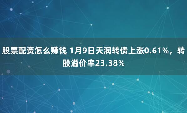 股票配资怎么赚钱 1月9日天润转债上涨0.61%,转股溢价率23.38%